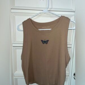 AEO cropped butterfly ribbed tank XXL